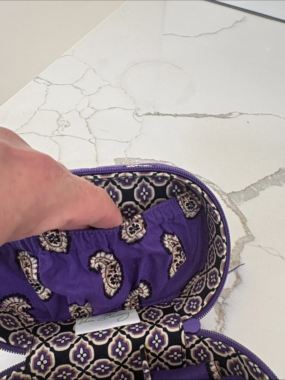 Vera Bradley Purple Paisley Quilted Jewelry Travel Hard Case